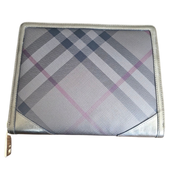 Burberry Meatllic Bronze Gold Check Iconic Tablet/Ipad Case Plaid - Picture 10 of 17
